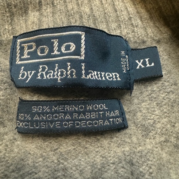 Polo Ralph Lauren Merino Wool Angora Sweater XL Shawl Collar Gray Pullover - Picture 3 of 9